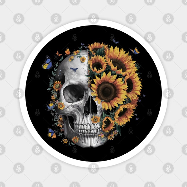 Floral Skull: Beauty and Darkness in Harmony Magnet by Steve
